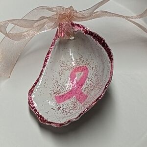 Breast Cancer Awareness Handcrafted Oyster Shell Support Your Survivor 3.5x2"